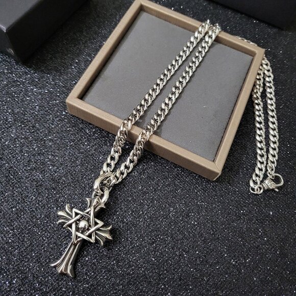 Chrome Hearts Cross Star Silver Necklace - Picture 1 of 6